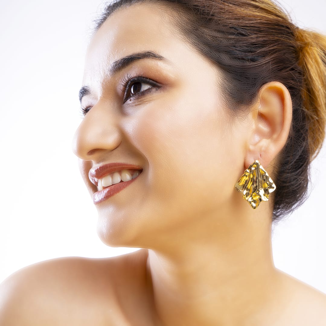 Gold Sculptural Brass Statement Earrings