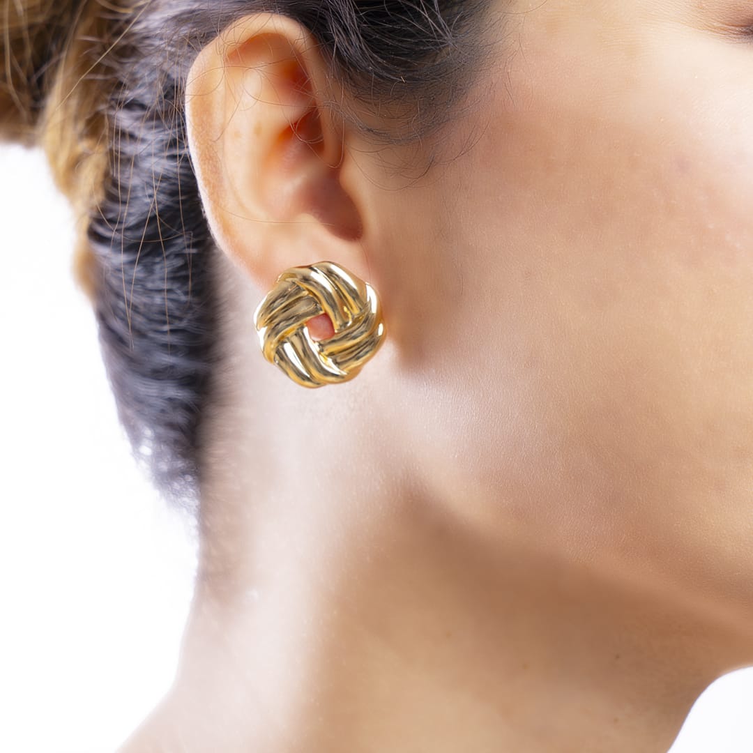 Gold Woven Knot Earrings