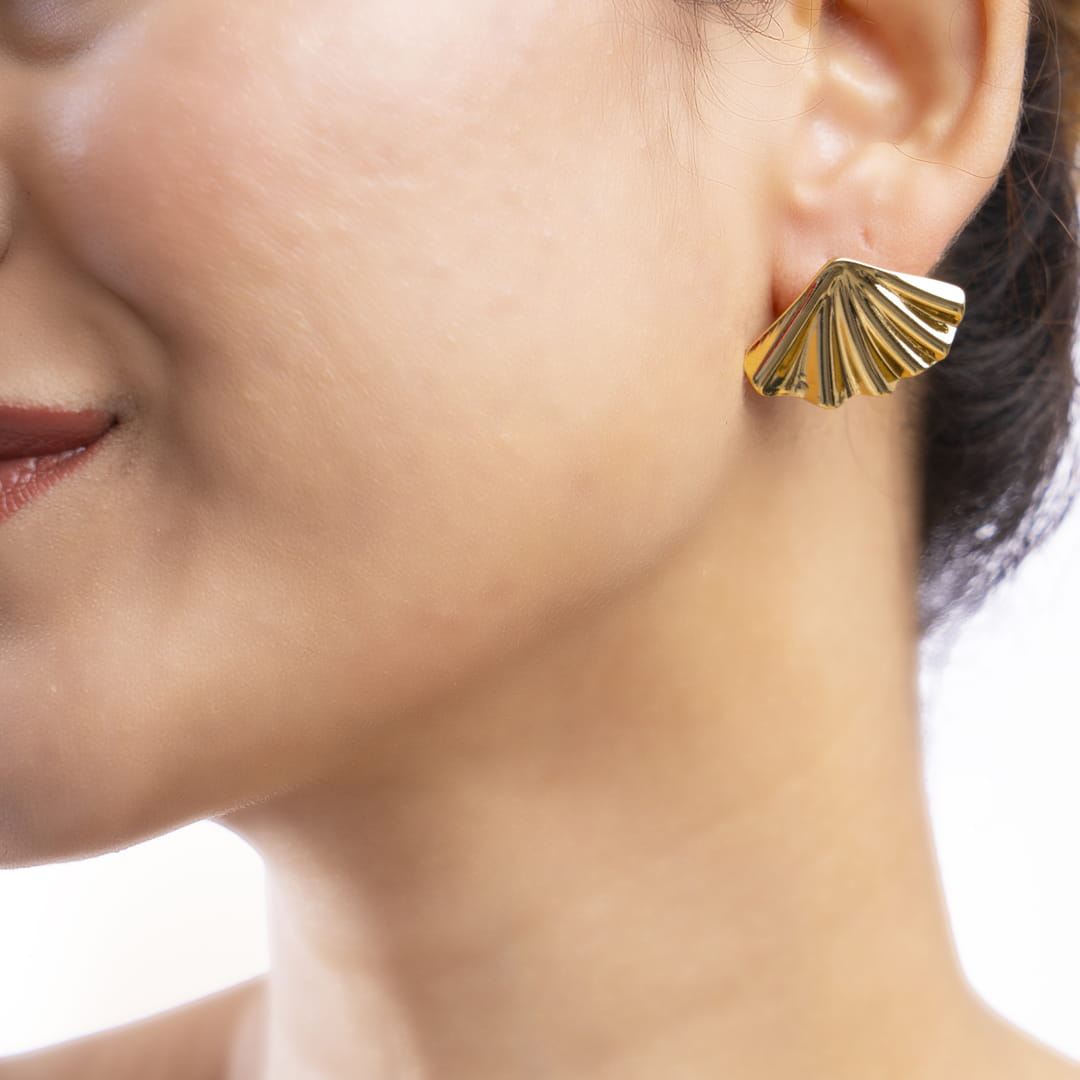 Gold Fan-Shaped Earrings