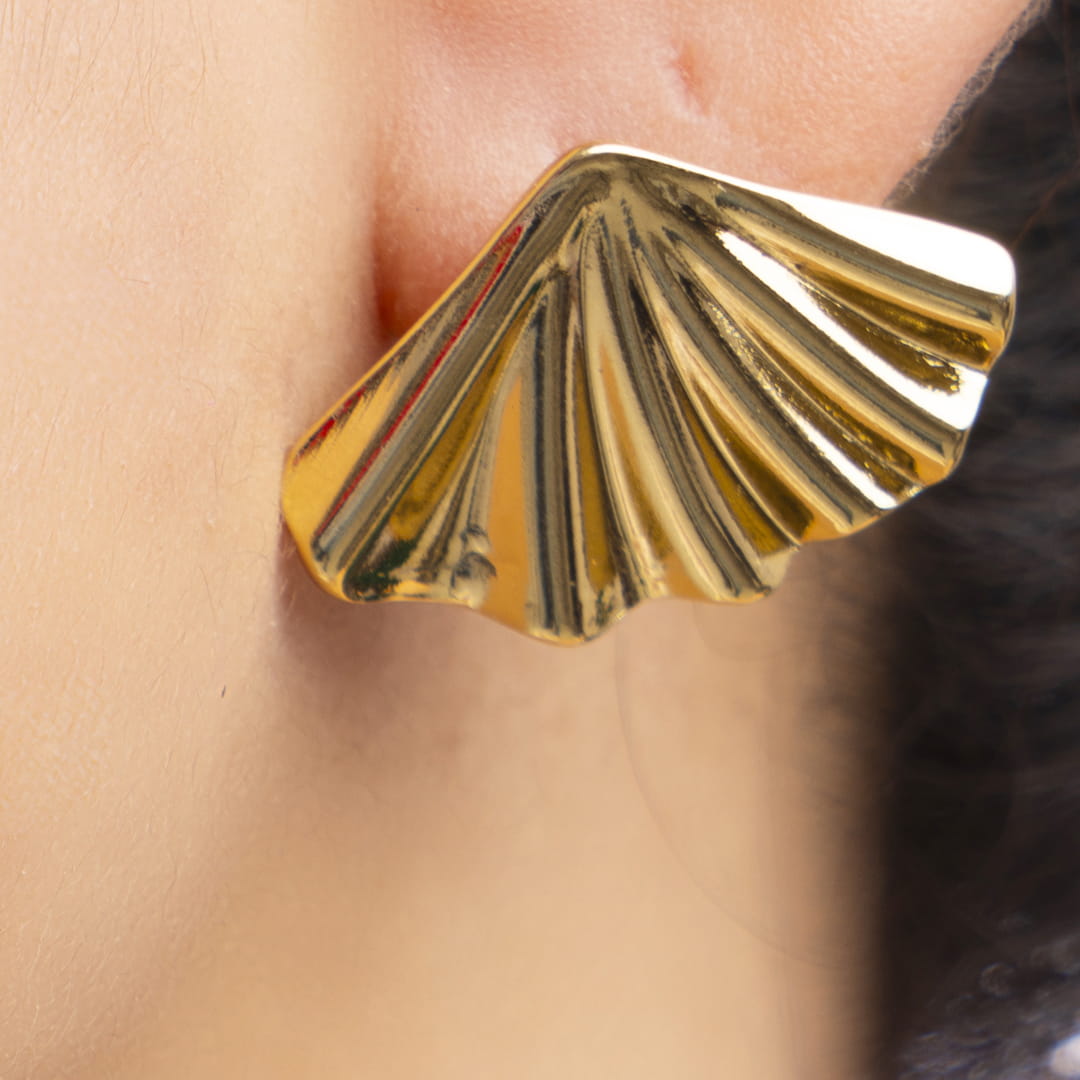 Gold Fan-Shaped Earrings
