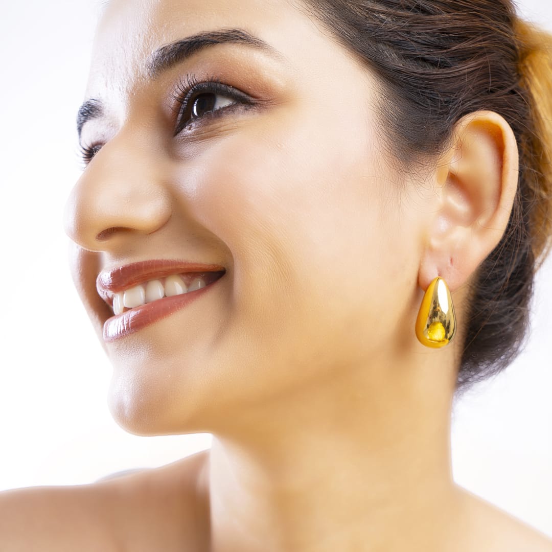 Gold Teardrop Stud Earrings