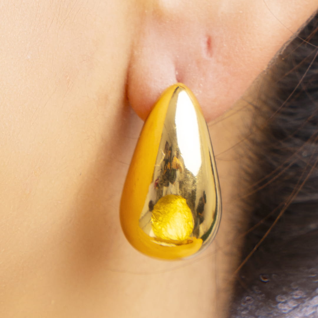 Gold Teardrop Stud Earrings