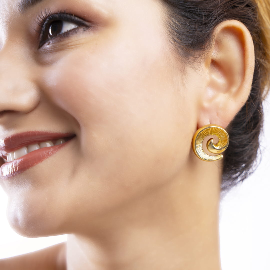 Gold Swirl Stud Earrings