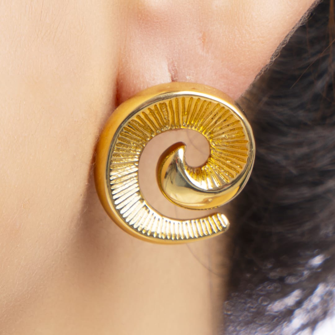 Gold Swirl Stud Earrings