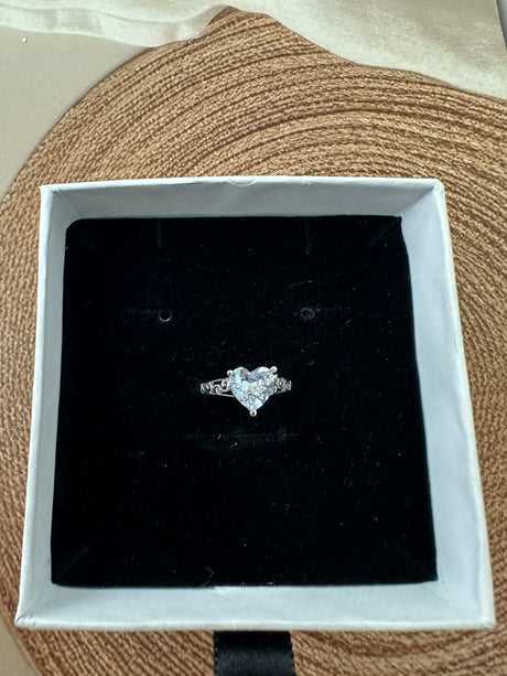 Heart-Shaped Crystal Ring