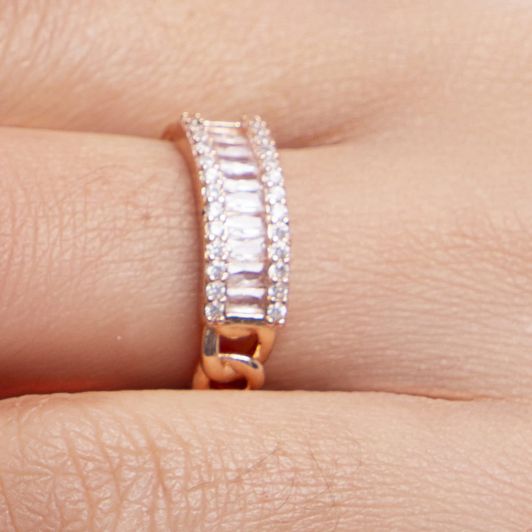 Silver Chain Crystal Ring