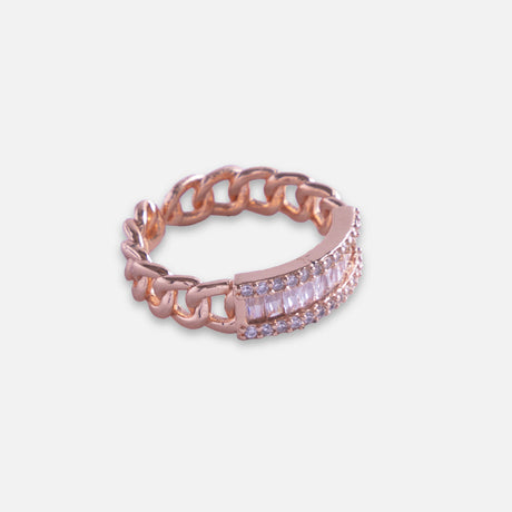 Silver Chain Crystal Ring