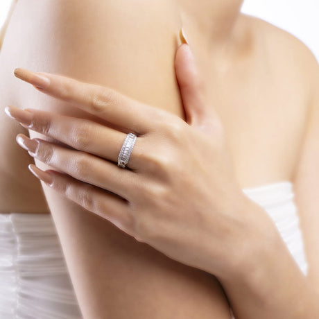 Silver Chain Crystal Ring