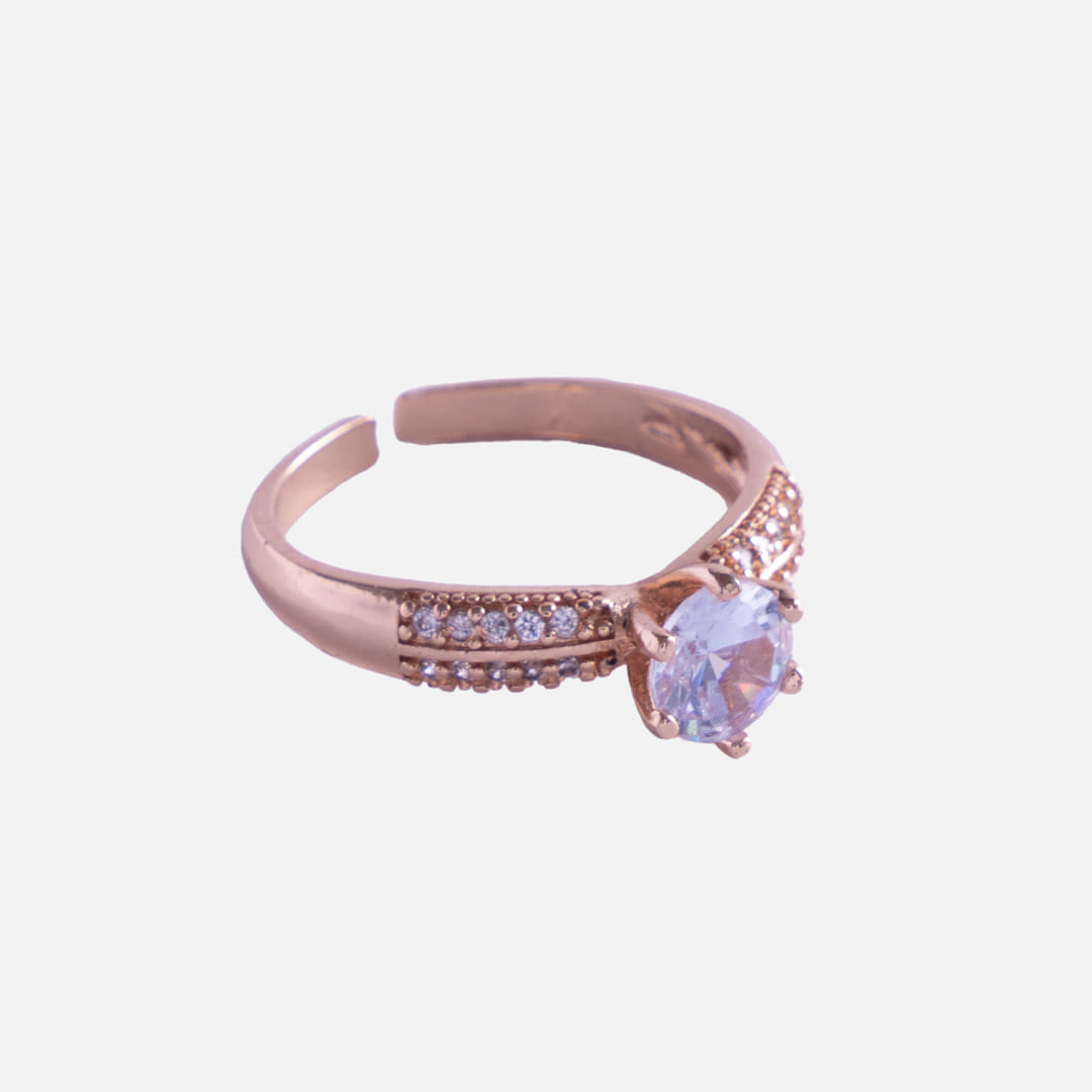 Rose Gold Crystal Solitaire Ring