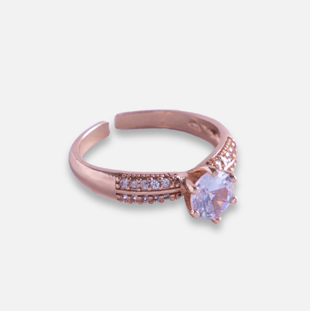Rose Gold Crystal Solitaire Ring