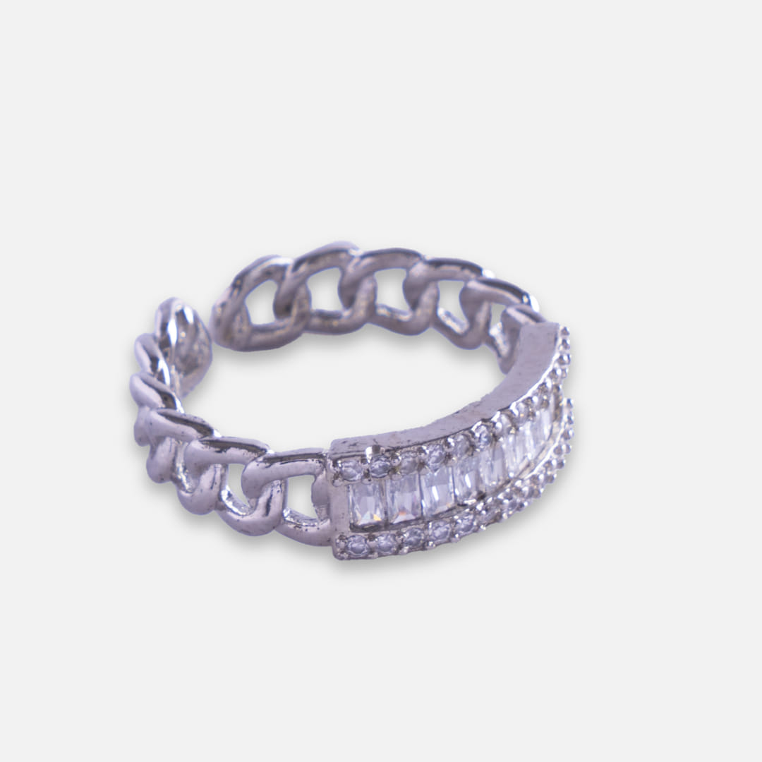 Silver Chain Crystal Ring