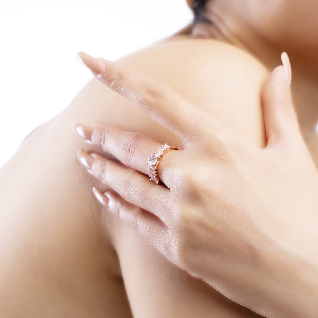 : Rose Gold Tapered Baguette Ring