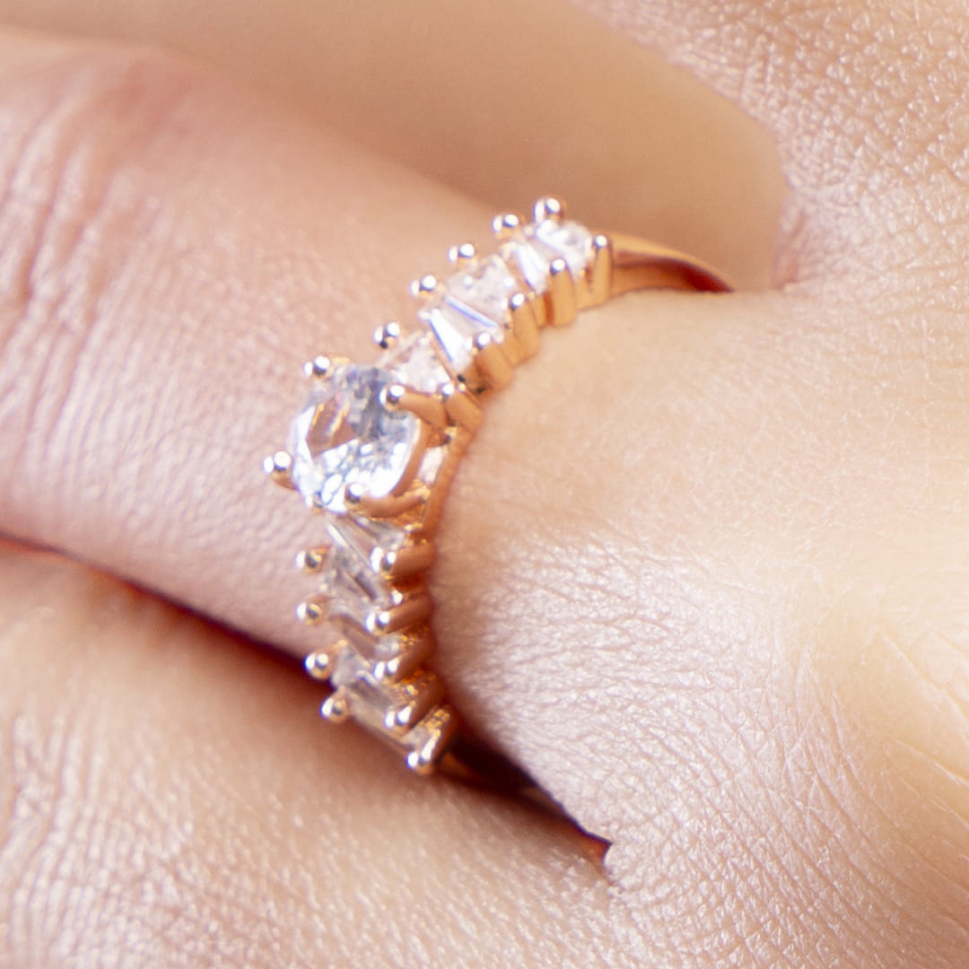 : Rose Gold Tapered Baguette Ring