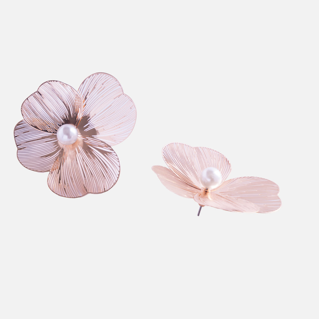 Gold Floral Statement Earrings