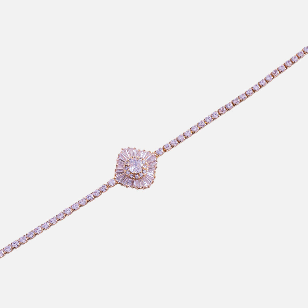 Stainless Steel Solitaire Crystal Tennis Bracelet