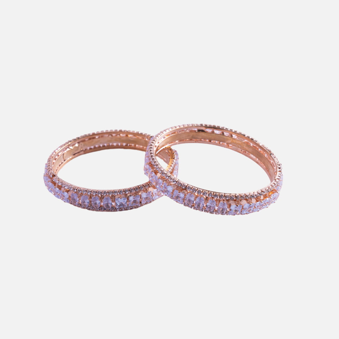 Rose Gold Crystal-Studded Bangles