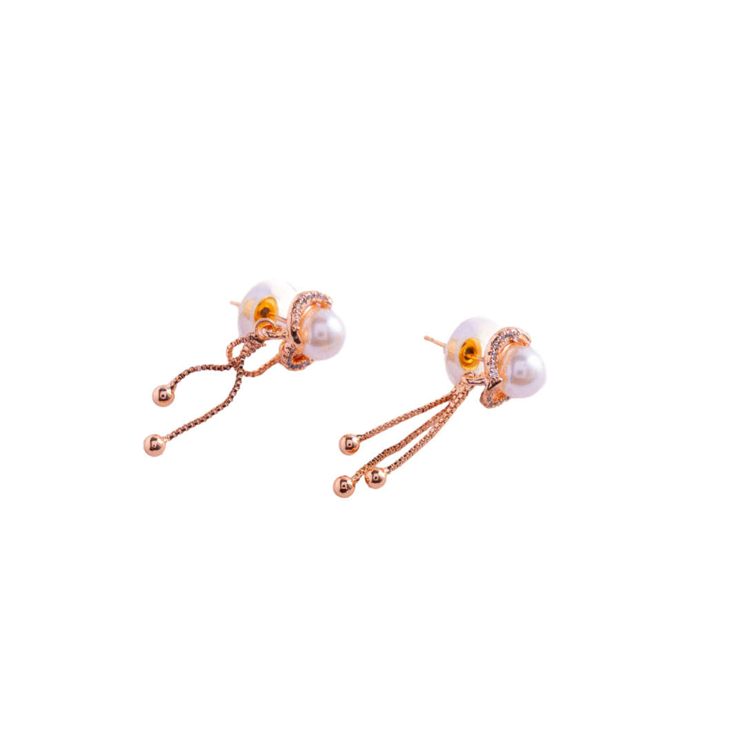 Rose Gold Pearl Drop Earrings