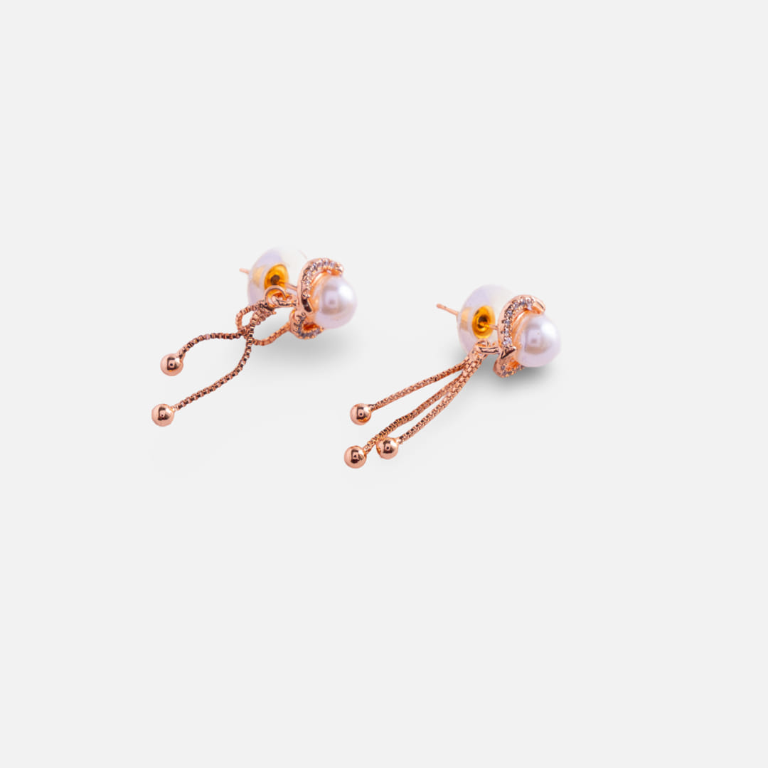 Rose Gold Pearl Drop Earrings