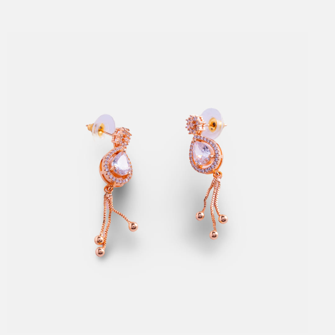 Rose Gold Teardrop Dangle Earrings