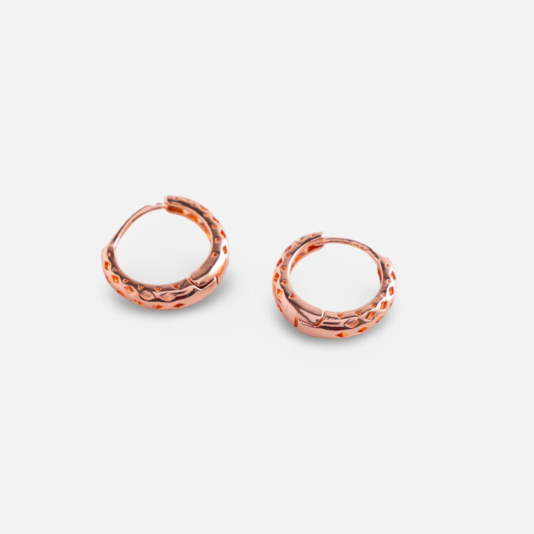 Rose Gold Textured Huggie Hoop Earrings