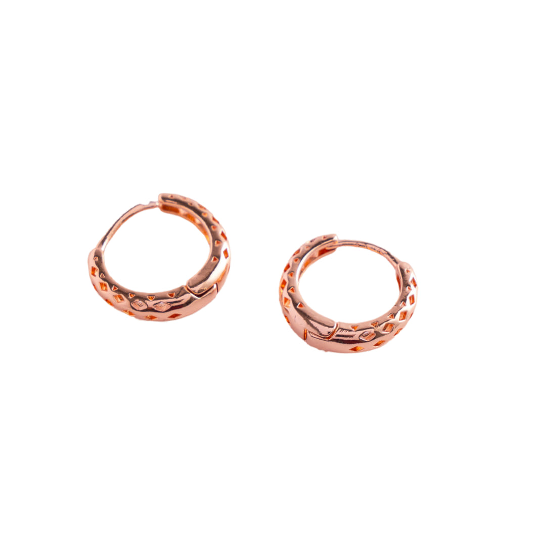 Rose Gold Textured Huggie Hoop Earrings