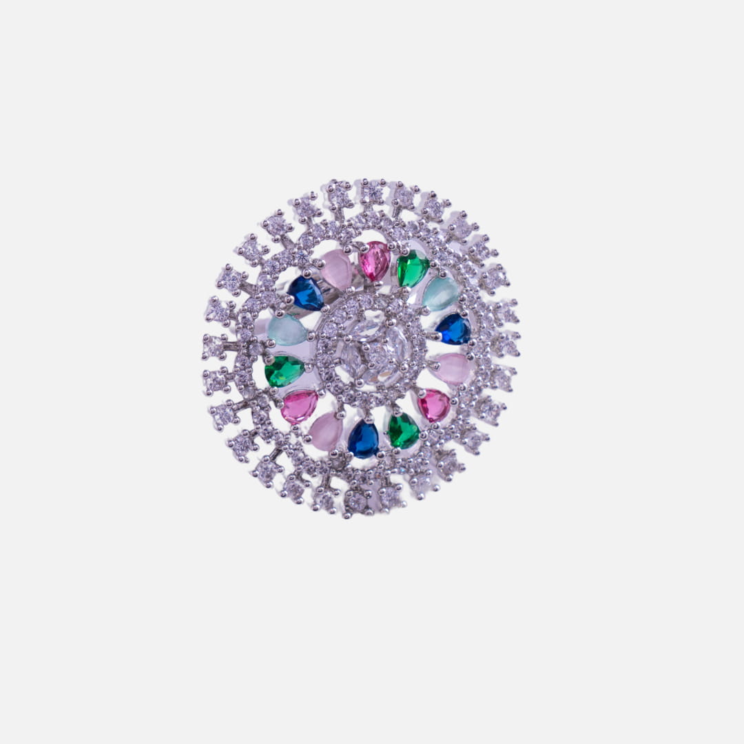 Multicolor American Diamond Statement Ring