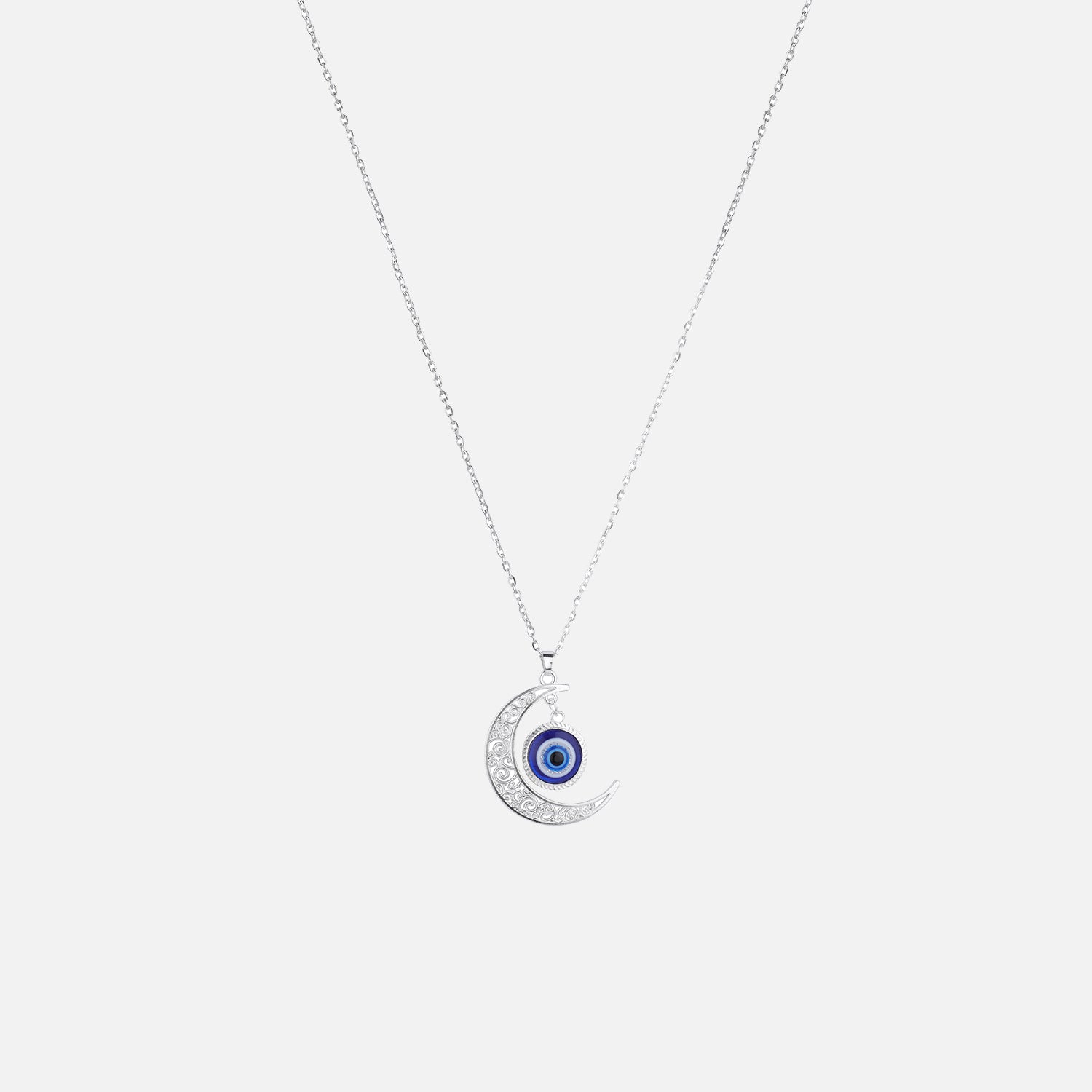 Crescent Moon Evil Eye Chain Pendant