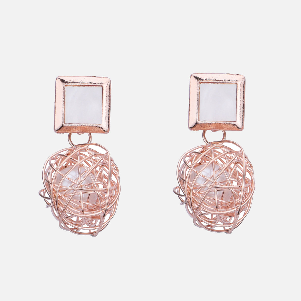 Wire Sphere Drop Earrings