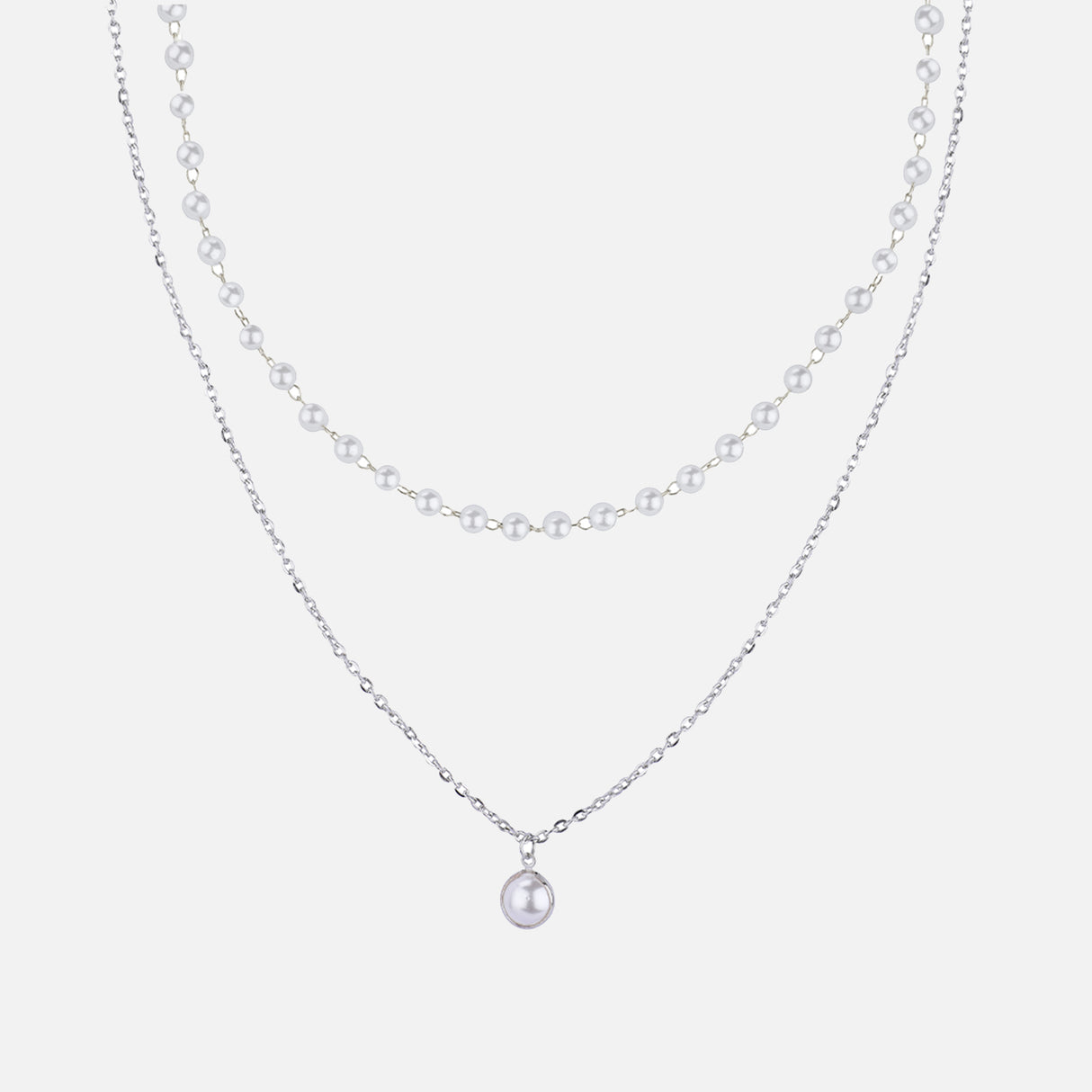 Layered Pearl and Gold Pendant Necklace