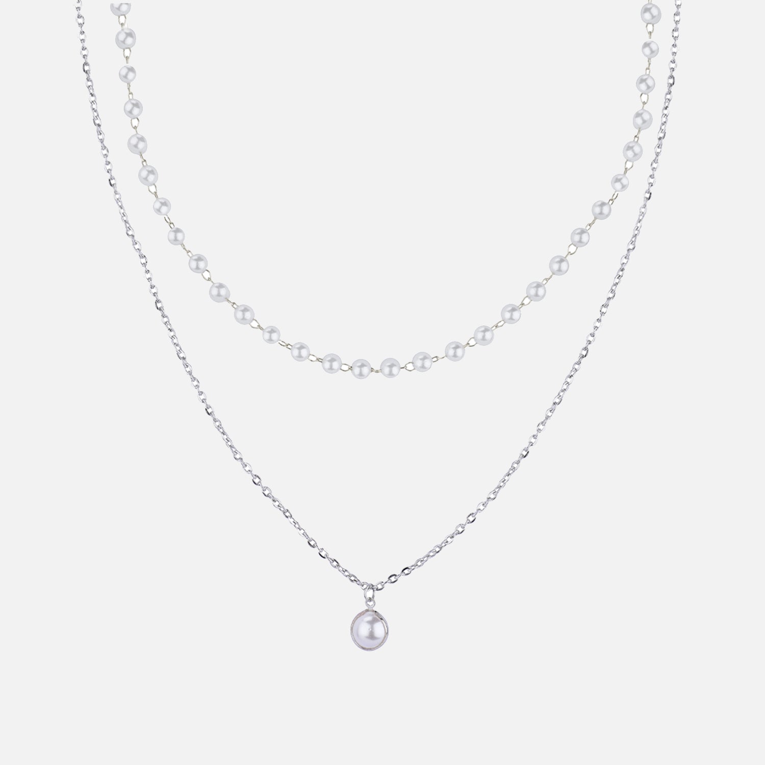 Layered Pearl and Gold Pendant Necklace