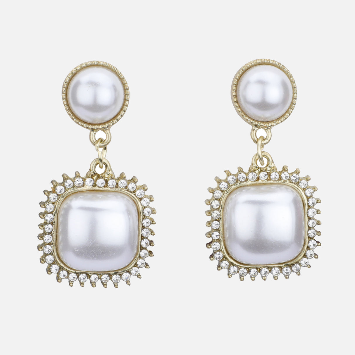 Elegant Pearl Halo Drop Earrings