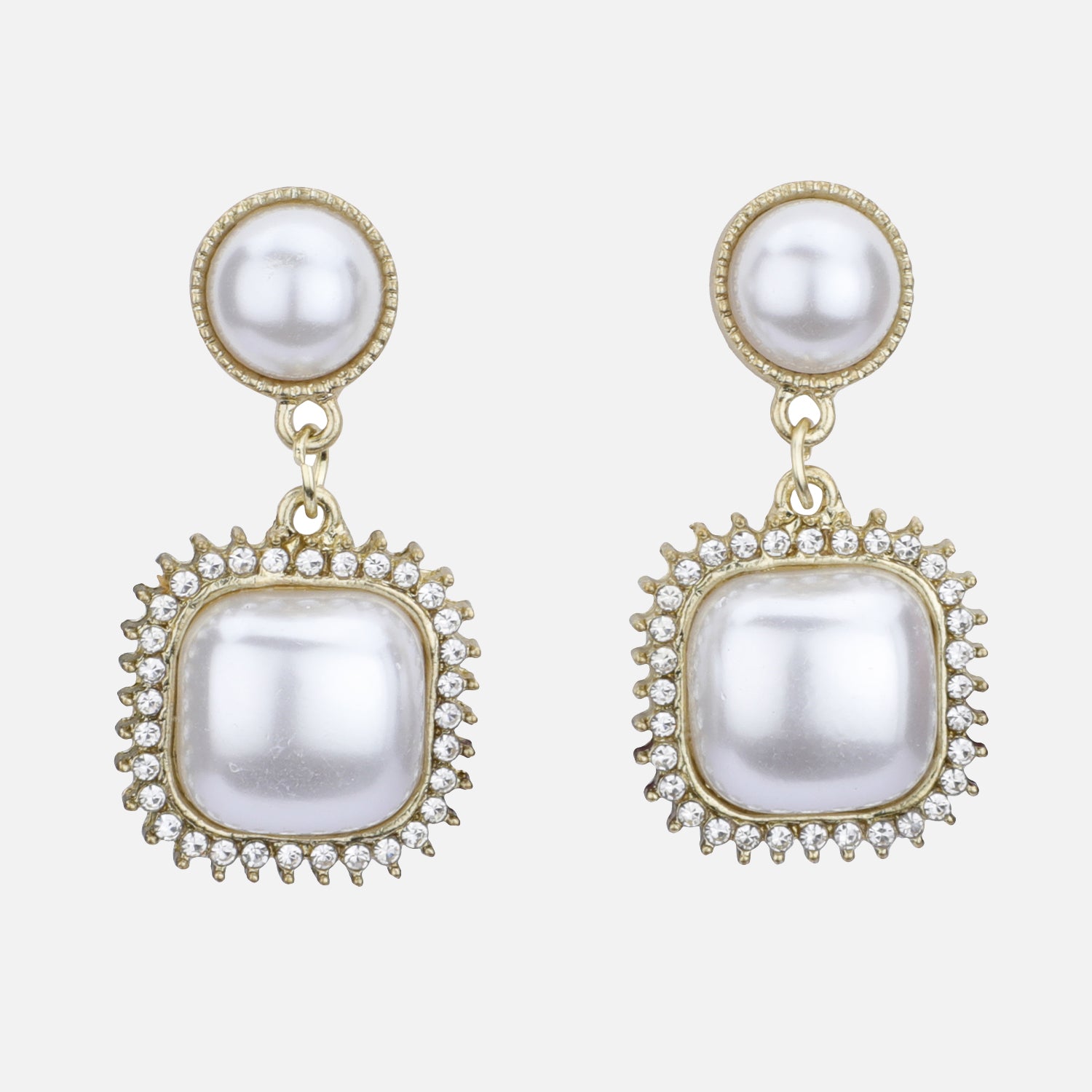 Elegant Pearl Halo Drop Earrings