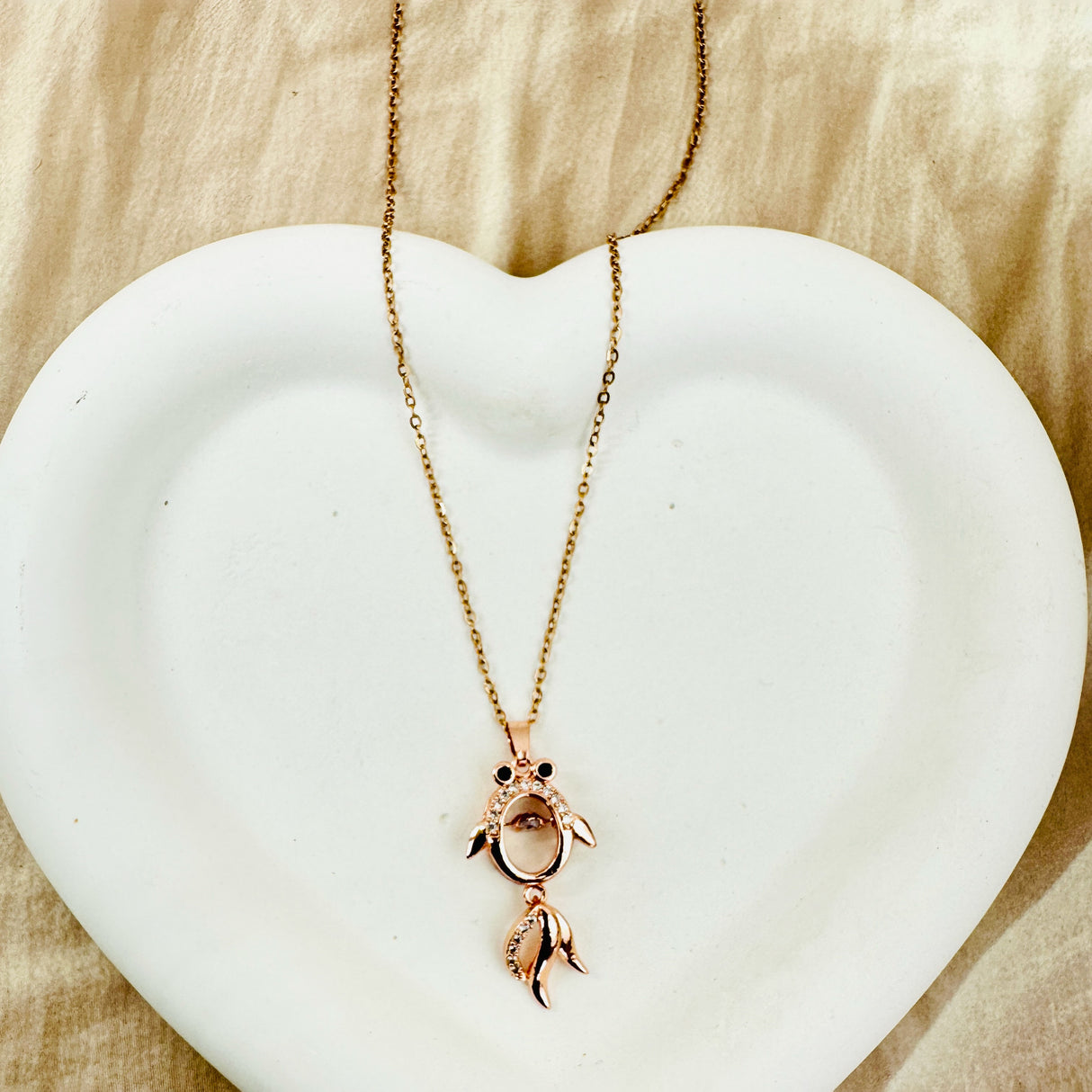 Goldfish-Inspired Chain Pendant with Rose Gold Finish