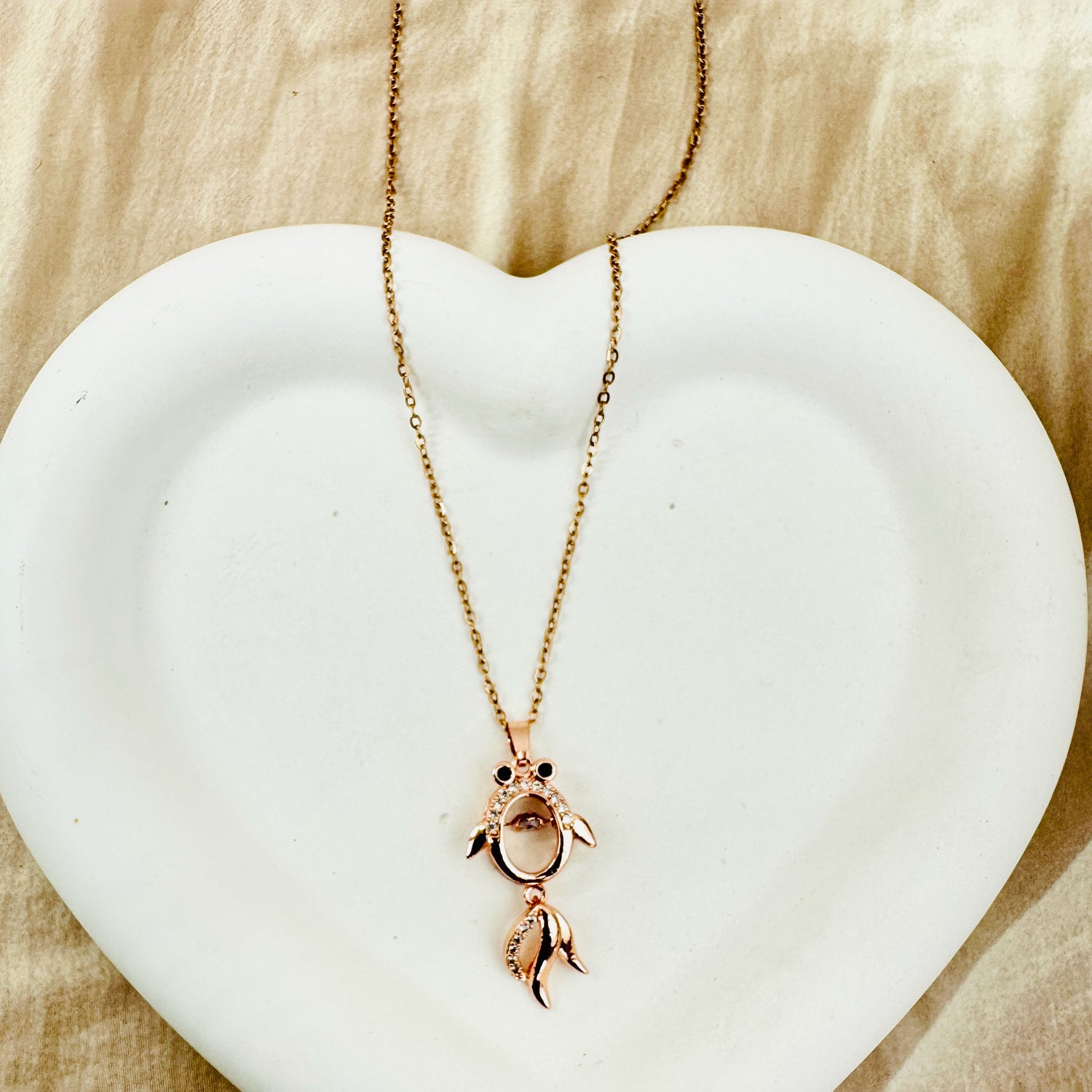Goldfish-Inspired Chain Pendant with Rose Gold Finish