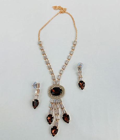 Red Teardrop Crystal Necklace and Earring Set