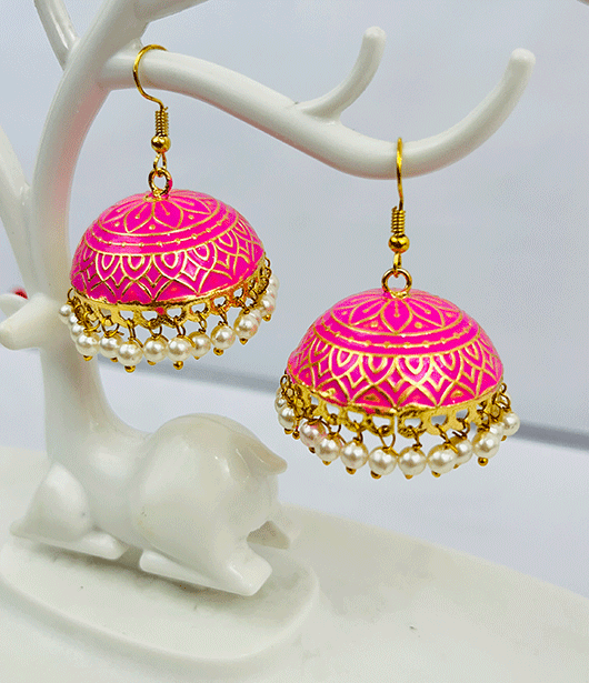 Traditional Jhumka Earrings with Pearl Accents