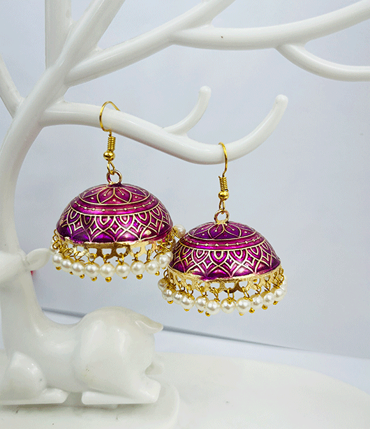 Traditional Jhumka Earrings with Pearl Accents