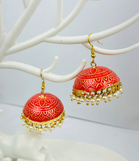 Traditional Jhumka Earrings with Pearl Accents