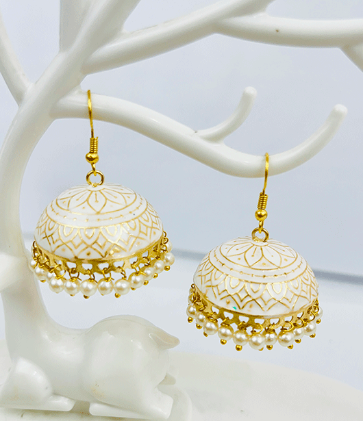 Traditional Jhumka Earrings with Pearl Accents