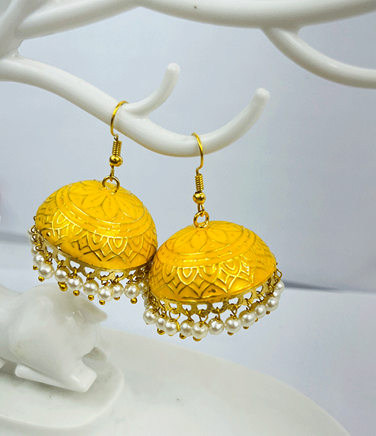 Traditional Jhumka Earrings with Pearl Accents