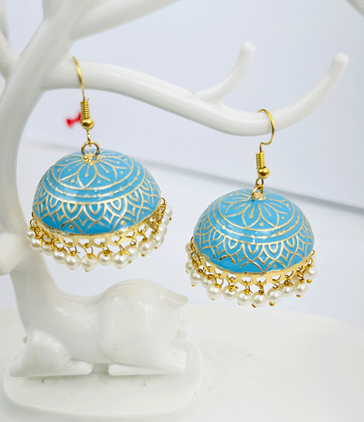 Traditional Jhumka Earrings with Pearl Accents