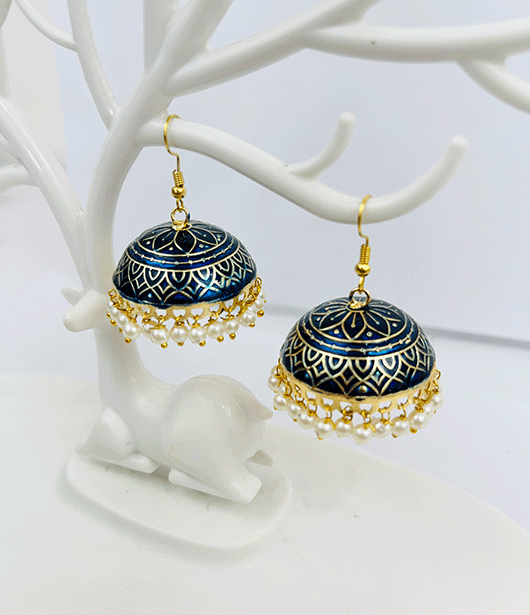 Traditional Jhumka Earrings with Pearl Accents