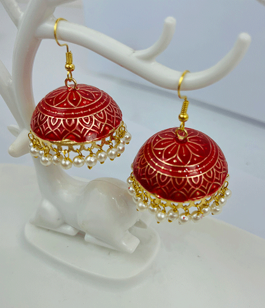 Traditional Jhumka Earrings with Pearl Accents