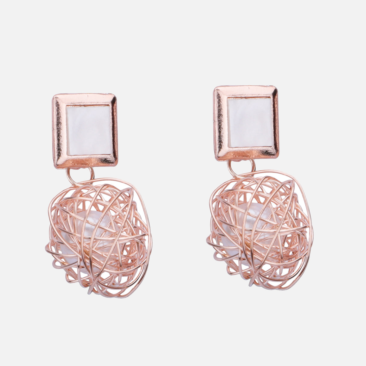 Wire Sphere Drop Earrings