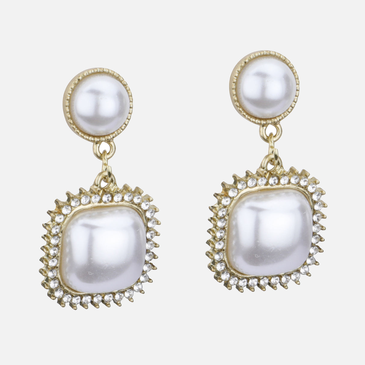 Elegant Pearl Halo Drop Earrings