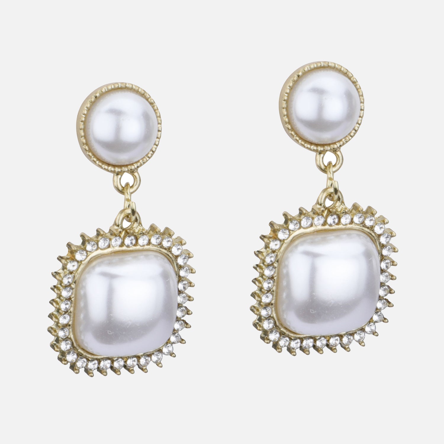 Elegant Pearl Halo Drop Earrings