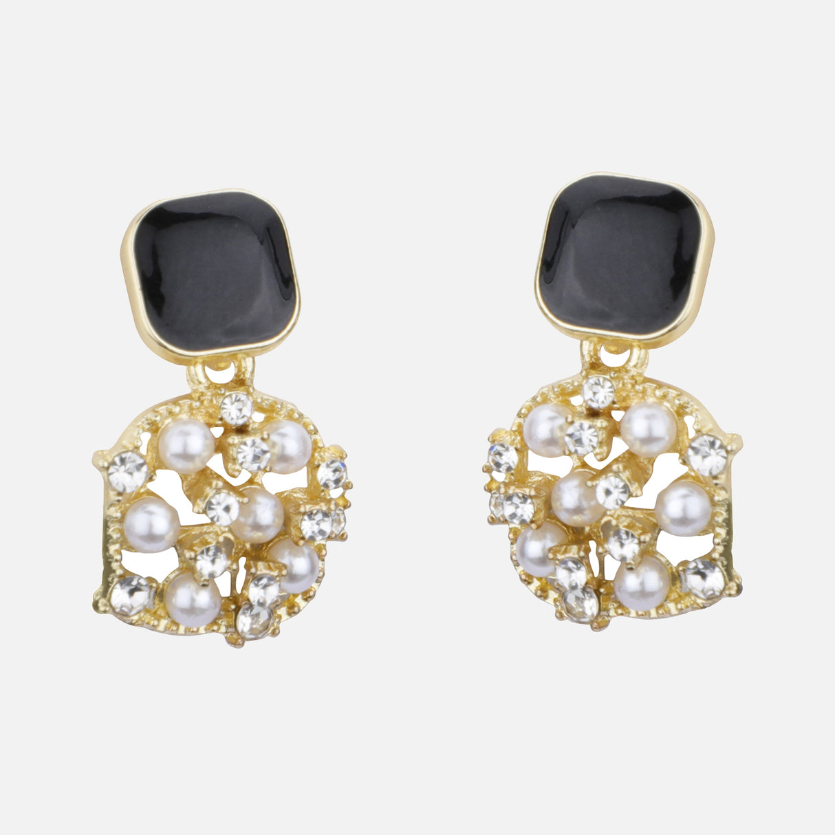 Pearl and Crystal Drop Earrings