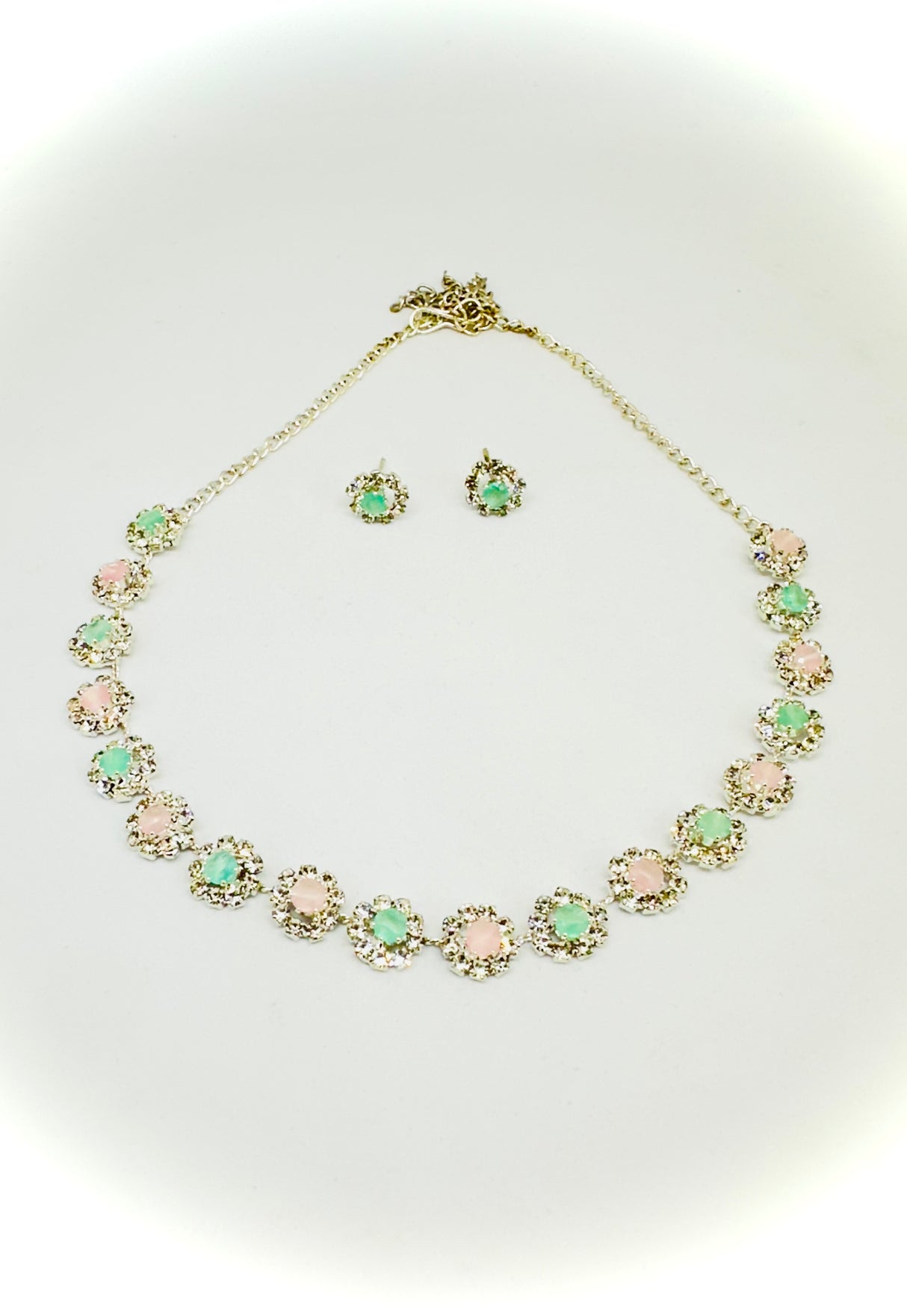 Pastel Gemstone Necklace Set with Earrings