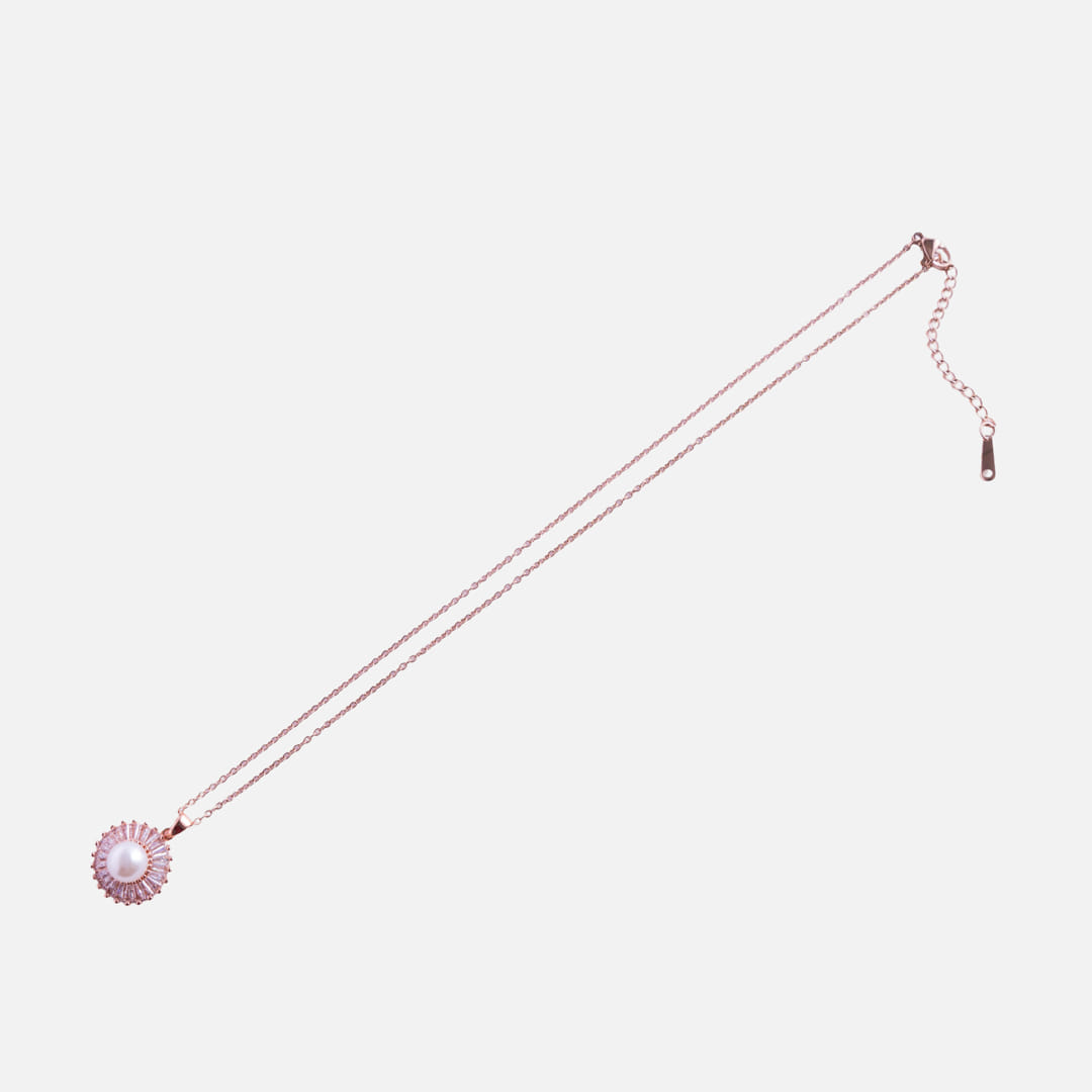 Rose Gold Pearl Circle Chain Pendant