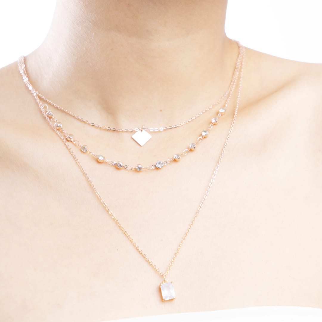Rose Gold Triple-Layered Necklace